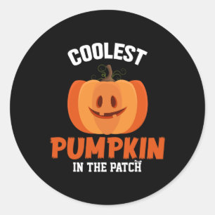 Halloween Coolest Pumpkin In The Patch Boys Girls Classic Round Sticker
