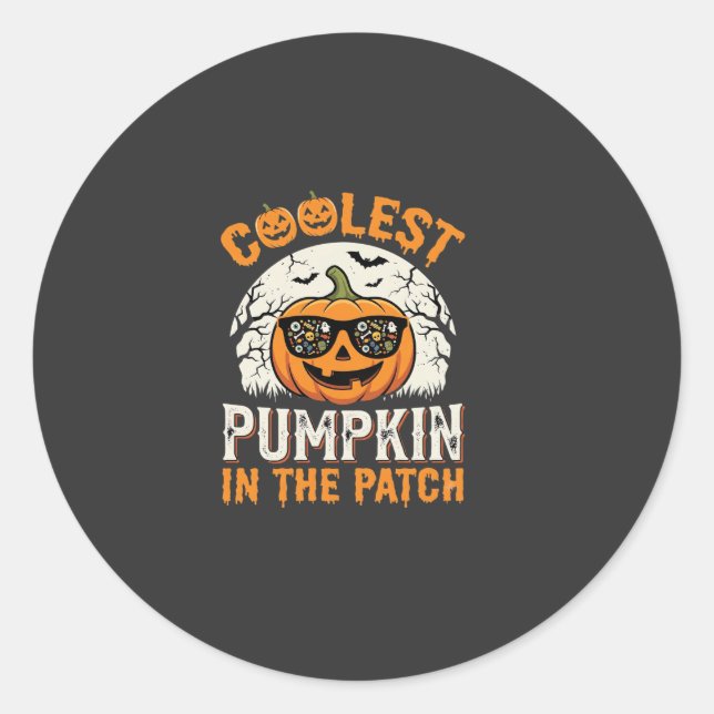 Halloween Coolest Pumpkin in the Patch Design Classic Round Sticker (Front)