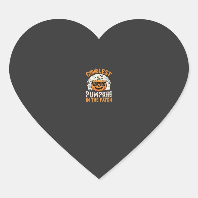 Halloween Coolest Pumpkin in the Patch Design Heart Sticker (Front)