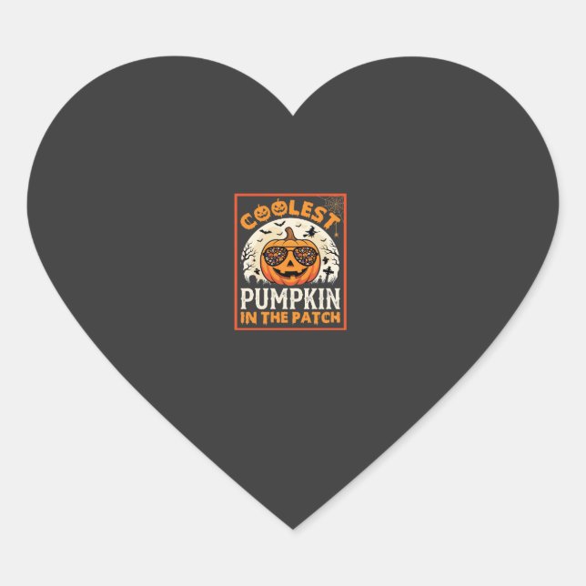 Halloween Coolest Pumpkin in the Patch Sunglasses  Heart Sticker (Front)
