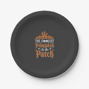 Halloween Coolest Pumpkin in the Patch Vintage Des Paper Plate