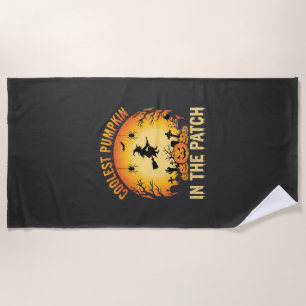 Halloween Coolest Pumpkin in the Patch Witch Desig Beach Towel