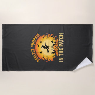 Halloween Coolest Pumpkin in the Patch Witch Desig Beach Towel