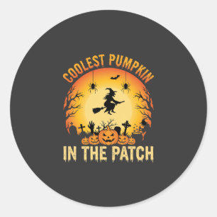 Halloween Coolest Pumpkin in the Patch Witch Desig Classic Round Sticker