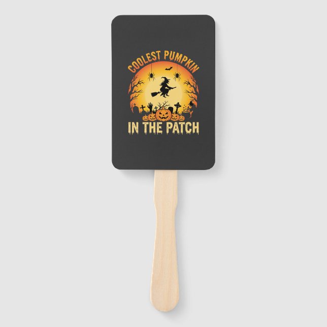 Halloween Coolest Pumpkin in the Patch Witch Desig Hand Fan (Front)
