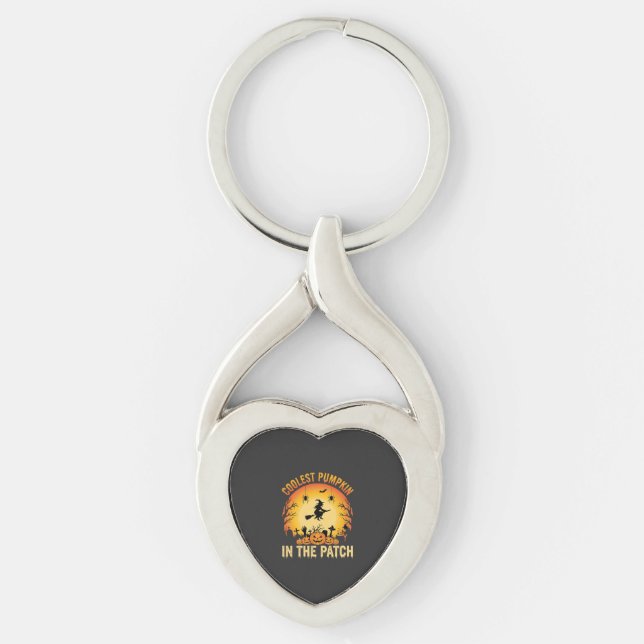 Halloween Coolest Pumpkin in the Patch Witch Desig Key Ring (Front)