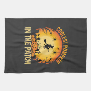 Halloween Coolest Pumpkin in the Patch Witch Desig Tea Towel