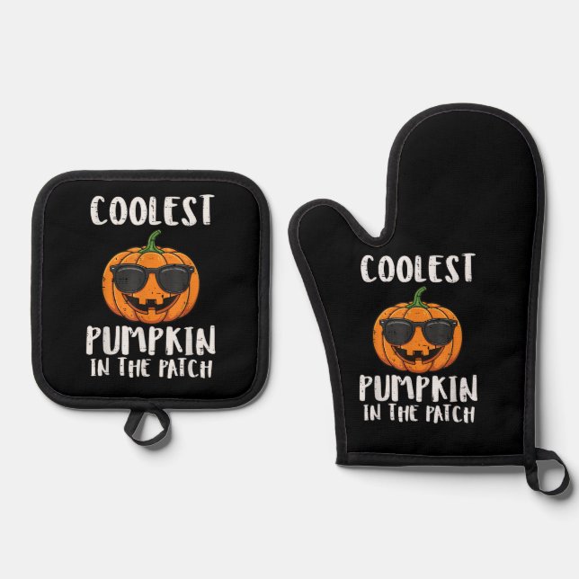 Halloween Coolest Pumpkin Patch Costume Men Boys K Oven Mitt & Pot Holder Set (Front)