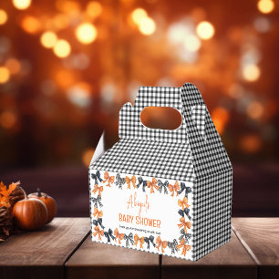 Halloween Coquette Black   Orange Bows Baby Shower Favour Box
