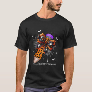 Halloween Coquette Bow Pencil Spooky Principal T-Shirt