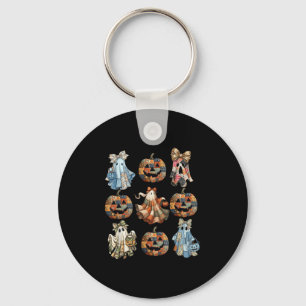 Halloween Coquette Bow Pumpkin Ghost Patchwork Sok Key Ring
