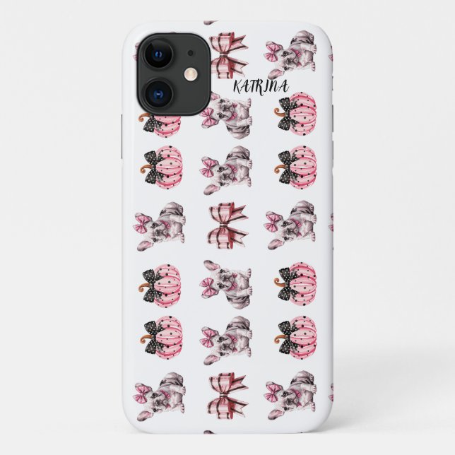 Halloween Coquette Bulldog Bow pumpkin iphone 11 Case-Mate iPhone Case (Back)