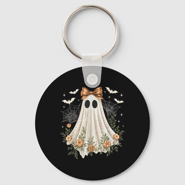 Halloween Coquette Lace Ghost Boo Boojee Soky Seas Key Ring (Front)
