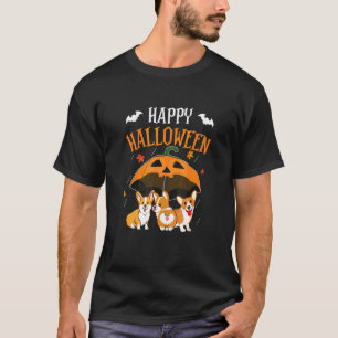 Halloween Corgi In Scary Umbrella Rain Night T-Shirt