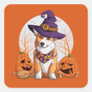 Halloween Corgi Square Sticker