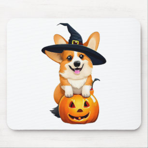 Halloween Corgi Witch Hat Mouse Mat