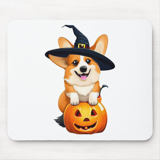 Halloween Corgi Witch Hat  Mouse Mat (Front)
