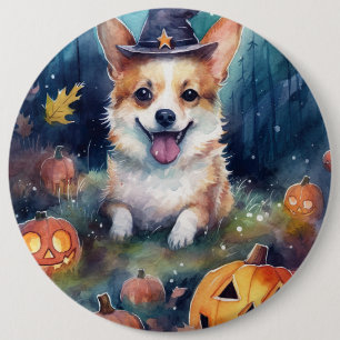 Halloween Corgi With Pumpkins Scary 6 Cm Round Badge