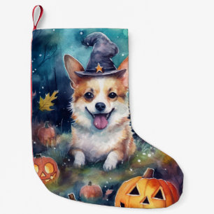 Halloween Corgi With Pumpkins Scary Small Christmas Stocking