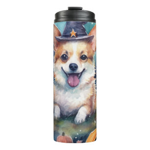 Halloween Corgi With Pumpkins Scary Thermal Tumbler