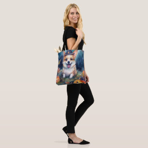 Halloween Corgi With Pumpkins Scary Tote Bag