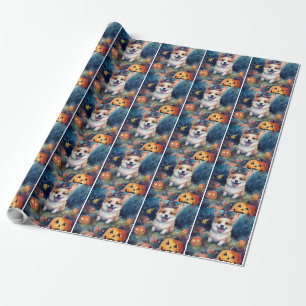 Halloween Corgi With Pumpkins Scary Wrapping Paper