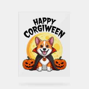 Halloween Corgiween, Spooky Corgi Dog Acrylic Sign
