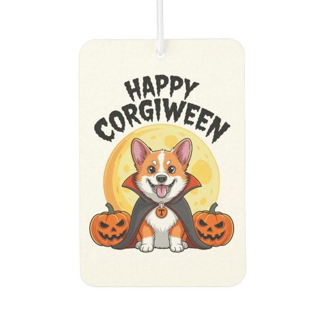 Halloween Corgiween, Spooky Corgi Dog Car Air Freshener (Front)