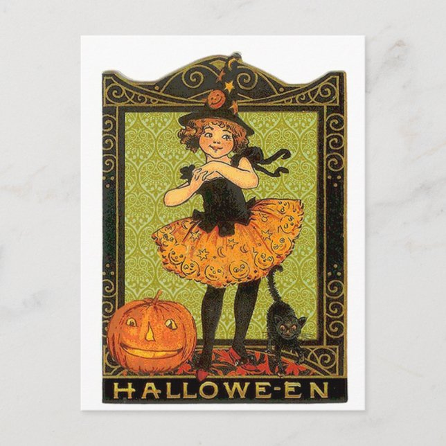 Halloween Costume and Cat Postcard (Front)
