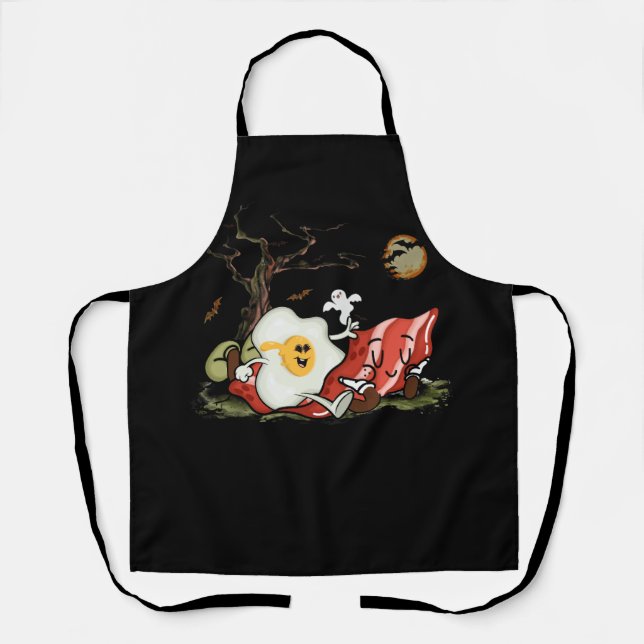 Halloween Costume Bacon and Fried Eggs Meme Humoro Apron (Front)