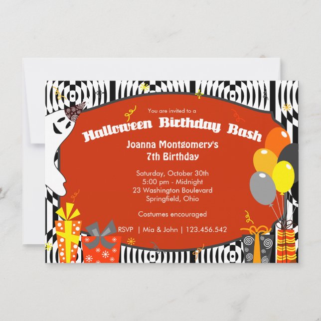 Halloween Costume Birthday Party Invitation (Front)