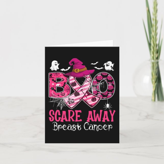 Halloween Costume Boo Scare Away Breast Cancer  Card (Front)