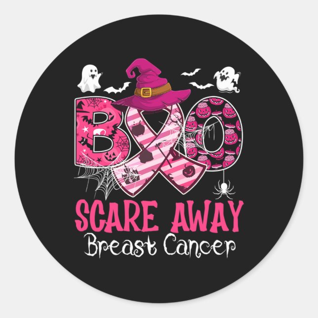 Halloween Costume Boo Scare Away Breast Cancer  Classic Round Sticker (Front)