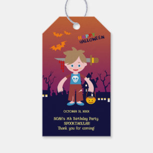 Halloween Costume Boy Birthday Party Gift Tags
