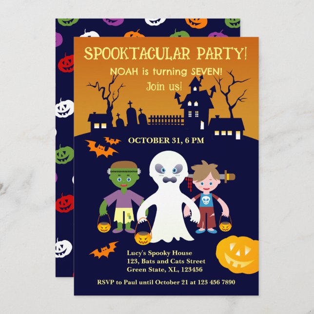 Halloween Costume Boy Birthday Party  Invitation (Front/Back)