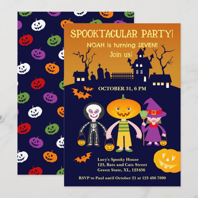 Halloween Costume Boy Birthday Party  Invitation (Front/Back)