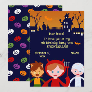 Halloween Costume Boy Birthday Party Thank You Card