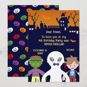 Halloween Costume Boy Birthday Party Thank You Card