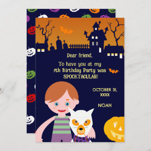 Halloween Costume Boy Birthday Party  Thank You Card