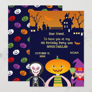 Halloween Costume Boy Birthday Party Thank You Card