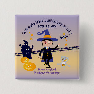 Halloween Costume Boy Wizard Birthday Party 15 Cm Square Badge