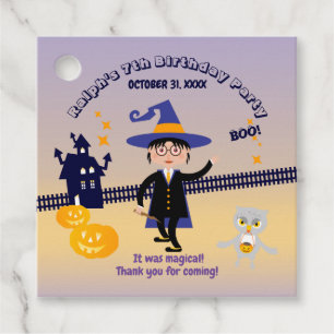 Halloween Costume Boy Wizard Birthday Party Favour Tags