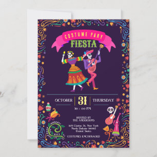 Halloween Costume Colourful Party De los Muertos Invitation