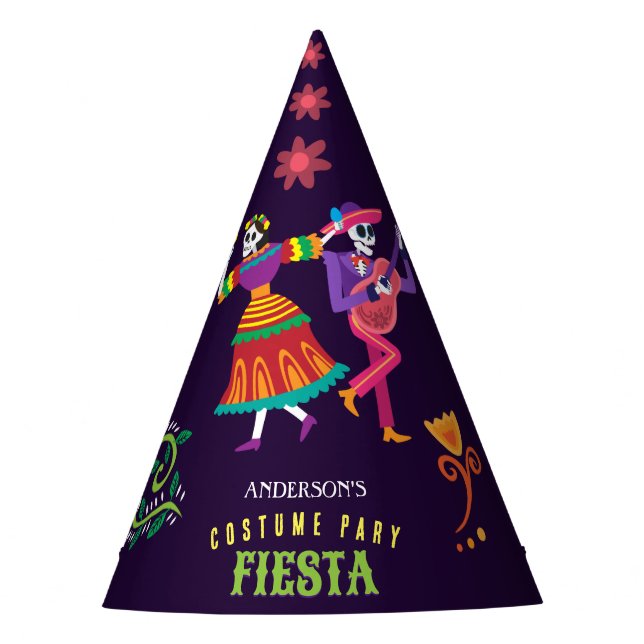 Halloween Costume Colourful Party De los Muertos Party Hat (Front)