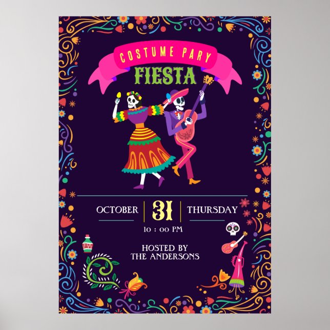 Halloween Costume Colourful Party De los Muertos Poster (Front)
