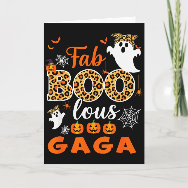 Halloween Costume Cute Leopard Boo Gaga Soky Ghost Card (Front)