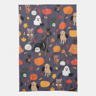 Halloween Costume Dogs Kitchen Hand Towel