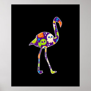 Halloween Costume Flamingo Ghost Candy Gift Poster
