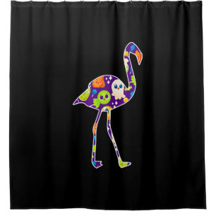 Halloween Costume Flamingo Ghost Candy Gift Shower Curtain