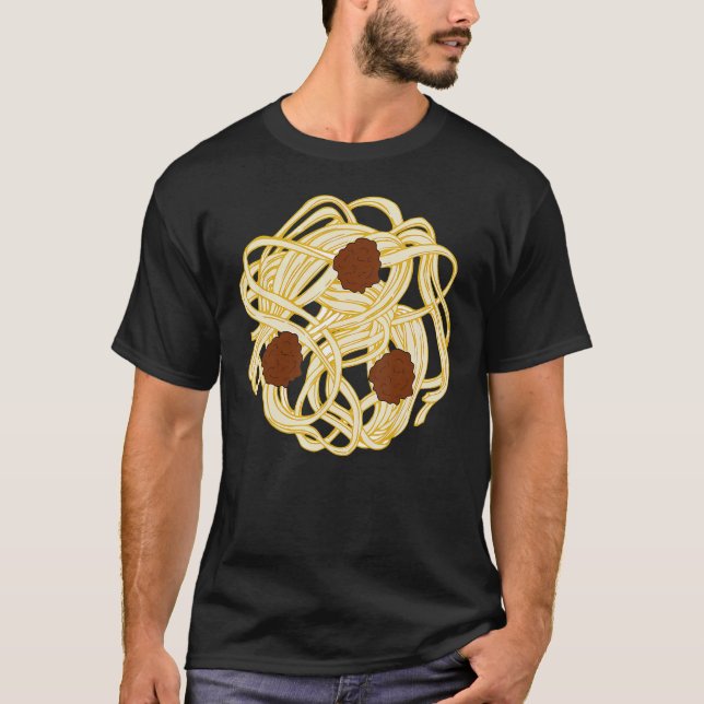 Halloween Costume Food Spaghetti Meatballs Simple  T-Shirt (Front)